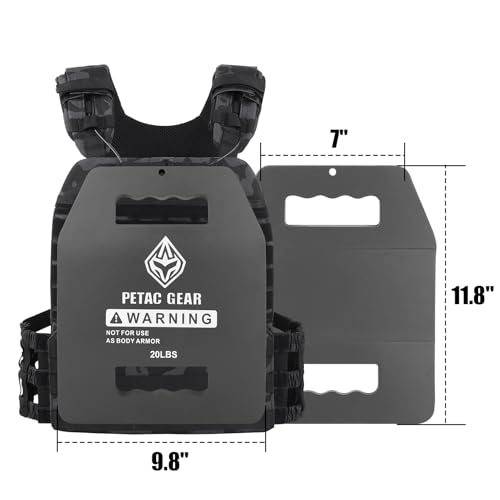 PETAC GEAR Tactical Weights Plates For Weighted Vest For Men Workout,5/10/15/20 LBS Weight Strength Training Vests Equipment Workout Gear - color: 20LB*2, size: Curved