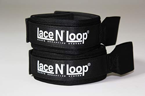 Lace N Loop Straps (Pair) - Lace-Up Boxing Glove Converter - color: Black (White Logo)