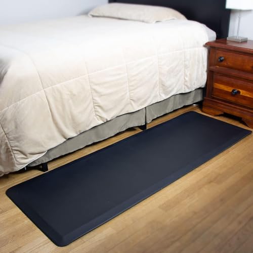 Fall Protection Mat for Elderly - Cushion Safety Mat Reduces Impact - Anti-Slip Fall Mats for Elderly - Bedside Floor Mats-24''x70''x3/4'' - color: Black