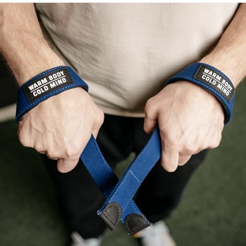 WARM BODY COLD MIND V2 Lifting Wrist Straps for Weightlifting - Hand Straps for Powerlifting, Weight Lifting, Bodybuilding Functional/Cross Training, Deadlift Gym Bar, Cotton - color: PRO Blue