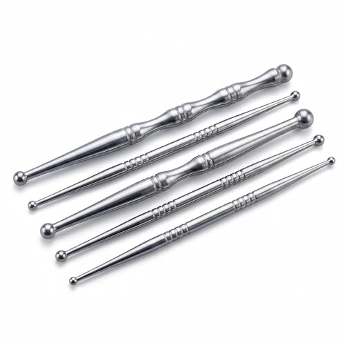 5PCS Stainless Steel Acupressure Tool Set,Trigger Point Massage Tools for Pressure Point Therapy, Reflexology & Deep Tissue Massage, Professional Meridian Massage Sticks for Face, Body & Muscle Relief