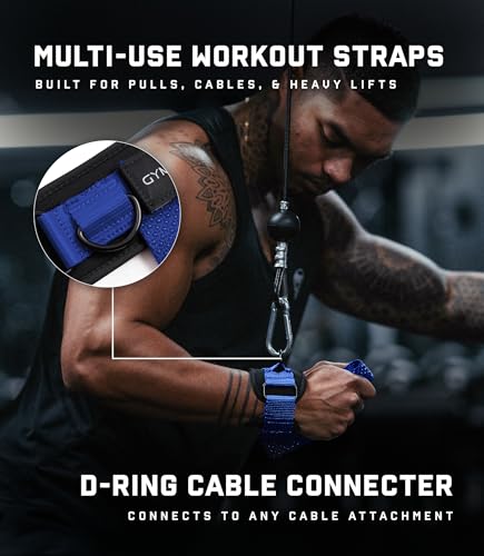 Gymreapers GripLink Lifting Straps – Heavy Duty D-Ring Weight Lifting Wrist Straps with Anti-Slip Silicone Grip Beads, Adjustable Support for Deadlifts, Powerlifting, Cable Machines & Gym Training - color: Electric Blue