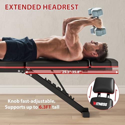 Adjustable Weight Bench with Leg Extension Preacher Pad, 880LBS Capacity Workout Bench Multi-function Bench Press Full Body Workout, Incline Decline Bench for Home Gym Strength Training