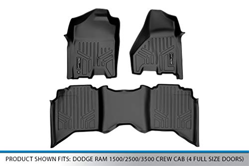 SMARTLINER Floor Mats 2 Row Liner Set for 2009-2011 Dodge Ram 1500 - color: Dodge Ram 1500 2009 - 2011
