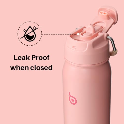 BOTTLE BOTTLE 24oz Insulated Water Bottle Stainless Steel Sport Water Bottle with Straw and Adjustable Lid Daily Pill Organizer - color: salmon