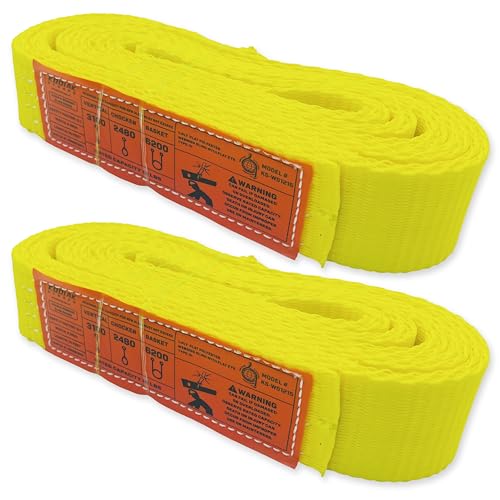 1-Ply Lifting Sling Straps 2”x 15ft - 3100lbs Vertical Capacity Heavy Duty Flat Eye Lift Sling, for Rigging Moving Towing Hoisting -2Pack - Kodiak Straps - color: 2 PACK, size: 2inch x 15ft
