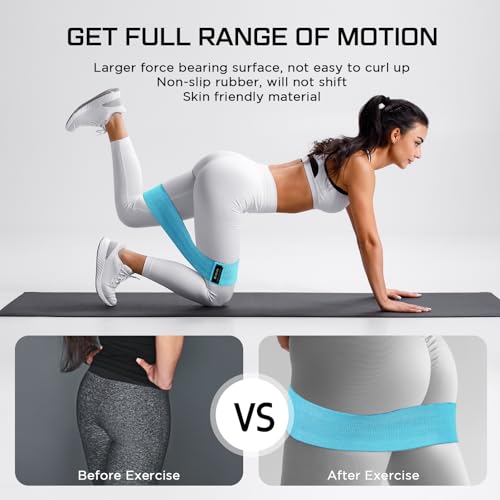 12 Pcs Fabric Resistance Bands for Working Out Non-Slip Booty Exercise Loop Bands for Women Men Glutes Hip Thigh Butt Yoga Pilates Fitness Gym, Light Medium Heavy - color: Blue, style: Medium Resistance