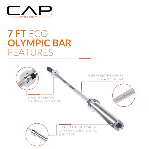 CAP Olympic Barbell, 7ft Strength Training Weight Bar, Multiple Options - color: Chrome, style: Classic