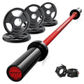 RitFit Barbell Weight Set - 4/6FT Olympic Barbell with Weight Plates (55-115LB Total) - Weightlifting Equipment for Squats, Curls, Deadlifts, Presses, Hip Thrusts - color: Black/Red, size: 4FT With 35LB Plates