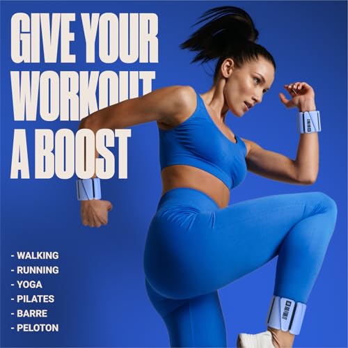 SPORTBIT Wrist and Ankle Weights for Women - Set of 2 (1lb Each) Wearable Ankle & Wrist Weights - Leg & Arm Bands, Silicone Weighted Bracelets for Workout, Walking, Running, Yoga, Pilates - color: Single Blue