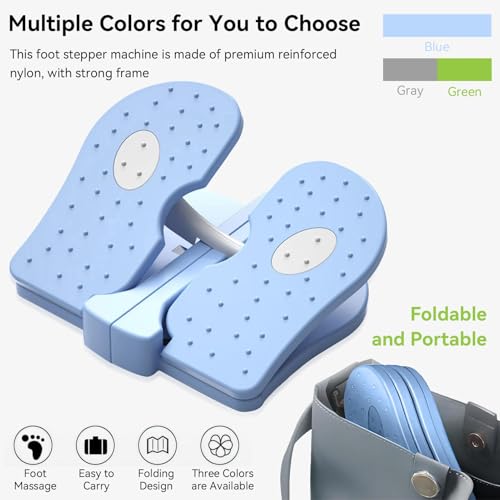 Mini Stepper Trainer, Reinforced Nylon Foot Stepper Exercise Machine Quiet Stair Stepper Foldable Leg Exerciser Peddle for Home Office - color: Blue