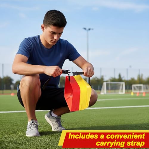 50 Pack 2 Inch Square Mini Cones for Sport Heavy Duty Agility Training Small Soccer Cone Field Marker Practice Equipment for Football Basketball Coaching Team Activities Speed - color: Red Yellow