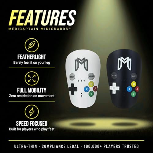 MediCaptain MiniGuards - Mini Shin Guards for Soccer Players - Tiny Shin Pads for Men, Women, Teens - Miniature Shin Guards 3.9 x 2.4 inch - Perfect for High Level Soccer Athletes - color: Gamer Pads