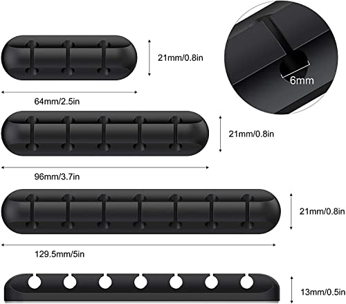 SOULWIT Cable Holder Clips, 3-Pack Cable Management Cord Organizer Clips Silicone Self Adhesive for Desktop USB Charging Cable Nightstand Power Cord Mouse Cable Wire PC Office Home - color: Black