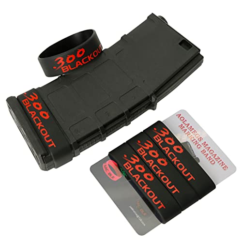 Aolamegs 5/10 Pack Magazine Bands - 5.56 Nato, 300 Blackout, 300 Subsonic, .223 Remington, .308 Winchester, 7.62x39 Magazine Marking Band, Durable Silicone Ammo Caliber Bands for Magazine Identification (2 Colors) - color: 300blk-blackred(5pcs)