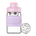 Glass Shaker Bottle 12oz for Protein Mixes, Borosilicate Glass Shaker with Strainer and Silicone Sleeve (Salmon-Lilac) - color: Salmon-Lilac,12oz