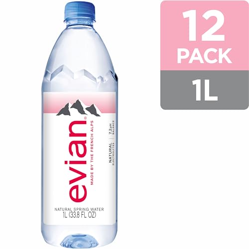 Evian Natural Spring Water, 1 L bottle, 12 pack - size: 33.8 Fl Oz (Pack of 12)