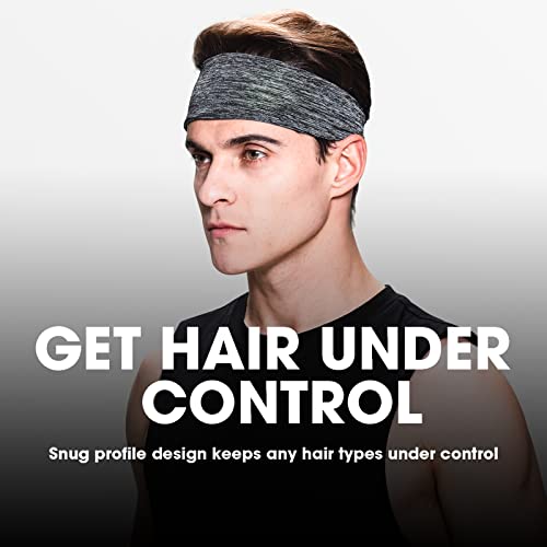 Braylin Men's Headbands, 3-Pack Head Band for Men, Sport Sweatbands for Running Fitness Yoga Cycling, Sweat Wicking Non Slip - color: 06.3Pcs Black+Black/Yellow+Black/Gray