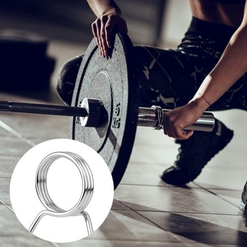 PEUTIER 2pcs Barbell Clamps, 2in Versatile Weight Clips Stainless Steel Spring Collar Clips Tight Fitness Bar Clips Weightlifting Buckle Gym Accessory for Strength Training
