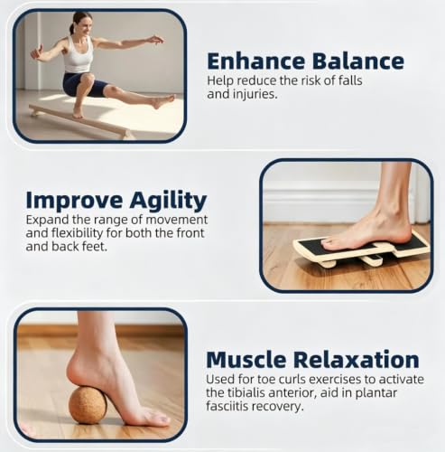 Ankle Balance Board & Sidekick Axis Board – Single-Leg Balance Trainer for Foot Strengthening, Adjustable Roller System with Training Guide & Cork Ball, Ideal for Home Gym or Office Use