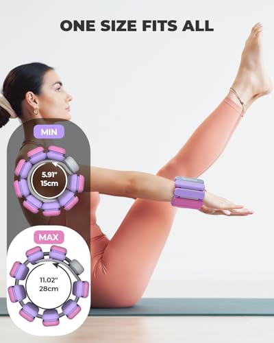 Sportneer Wrist & Ankle Weights for Women Men 4 lbs (2 lb Each) Adjustable Silicone Weighted Bracelet Set for Gym Yoga Pilates Cardio Strength Training Wearable Arm Hand Workout Weights - color: Acai Boost, size: 2 LB x 2
