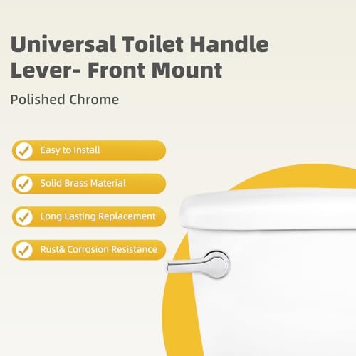 Universal Front Mount Metal Toilet Handle Replacement, Solid Brass, Chrome | Toilet Flush Handle Lever with Adjustable Stainless Steel Chain, Compatible with Kohler, American Standard, TOTO, Mansfield - color: Chrome, style: Front Mount Design