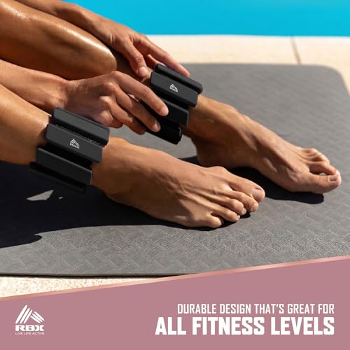 RBX Adjustable Ankle & Wrist Weights, Customizable for Pilates, Yoga, Walking, Barre, Home Workouts & Strength Training - color: Black