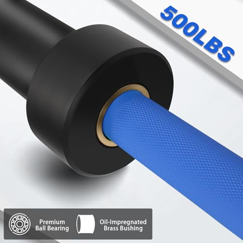 7ft Olympic Barbell for Strength Training, Olympic Weightlifting | 500 700 1000LBS Capacity, 2 Inch 45lb Weight Bar for Squat, Home Gym Fitness Equipment, Bench Press, Deadlift, Powerlifting - color: Blue-500LBS