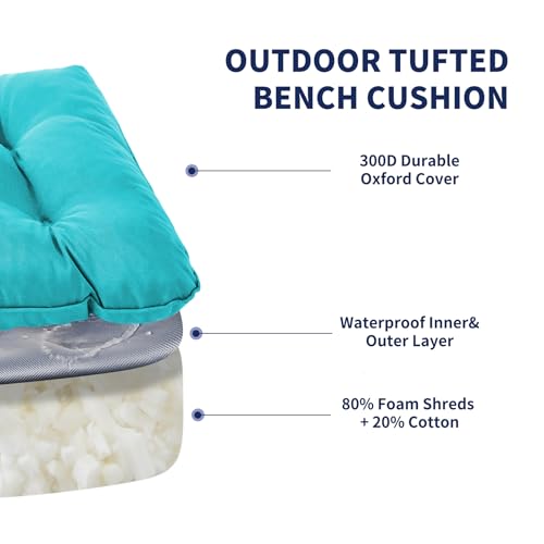 IPYNBAP Outdoor Bench Cushion, 48x18x5 Inch, Water-Resistant Bench Cushion for Outdoor/Indoor Furniture, Patio Bench Seat Cushion, Fade Resistant Outdoor Cushions for Porch Swing Couch, Teal Blue - color: Teal Blue, size: 48x18x5 Inch