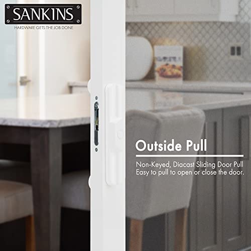 Sliding Patio Door Handle Pull Set with Mortise Lock, Full Replacement White Diecast Non-Keyed Gate Handle Set for Sliding Glass Door, Fits 3-15/16” Hole Spacing - color: White, size: Handle Set+Mortise Lock