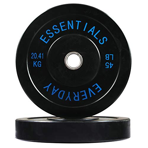 BalanceFrom Color Coded Olympic Bumper Plate Weight Plate with Steel Hub - style: 45lbs Pair, Black