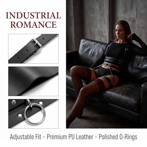 Punk Leather Thigh Harness for Women, Waist & Leg Garter Belt, PU Leather Gothic Belts for Halloween Party Nightclub