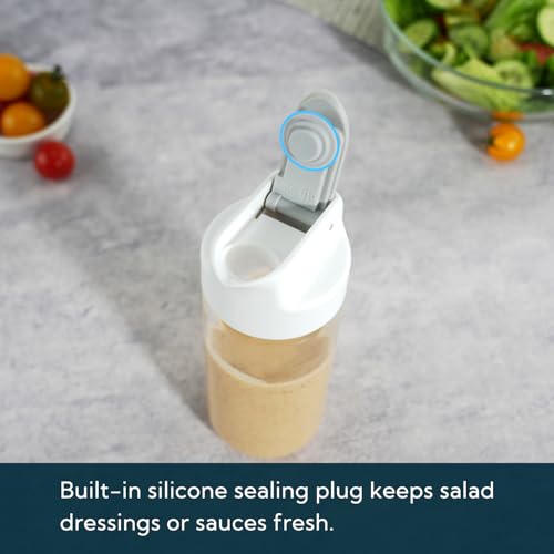KITCHENDAO Glass Salad Dressing Shaker Bottle with Fresh-Keeping Lock Mechanism, Drip-free Spout, 12 oz Homemade Oil and Vinegar Salad Dressing Container Mixer Dispenser, Dishwasher Safe