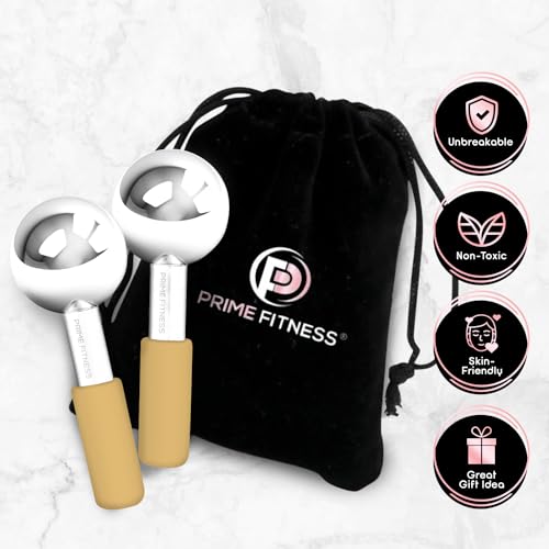 Ice Globes for Facials | Unbreakable Steel Cooling Roller | Cryo Sticks for Face | Massager for Face Neck & Eyes | Skin Care for Dark Circles, Puffiness, Wrinkles, Collagen Production (Gold) - color: Gold