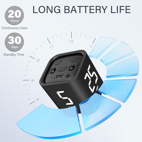 Rotating Pomodoro Timer 5, 25, 10 50 Minutes Preset, Desk Productivity Flip Timer, ADHD Tool Cube Countdown Stopwatch, Vibration/High/Low Volume/Custom Modes, for Work, Study, Back to School, Kitchen - color: Black