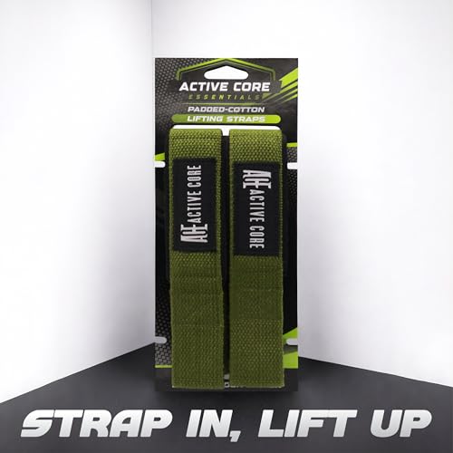 Lifting Wrist Straps for Weightlifting, Weight Lifting Straps Gym Strength Training, Neoprene Padded Wrist Support, Deadlift Straps for Men & Women, 22.5 Inch Cotton - color: Military Green
