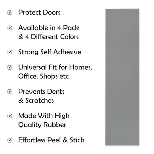 Rubber Bond Push Plates (4 Pack) 4" x 16" - Effortless Peel & Stick - Prevents Dents & Scratches - Self-Adhesive & Universal Fit (Grey) - color: Gray, size: Push Plate - 4 Pack - 4"x16"