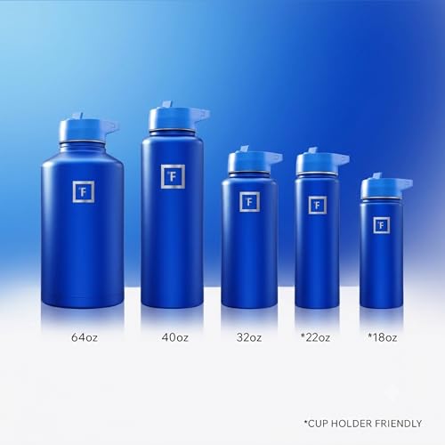 IRON °FLASK 40 oz Wide Mouth Water Bottle with Straw | Insulated Stainless Steel Sports Water Bottle with Leakproof Straw Lid - BPA Free, Cold 24 Hrs, Sweat Free (Cobalt) - color: Cobalt, style: Straw - 40 Oz (1 Lid)