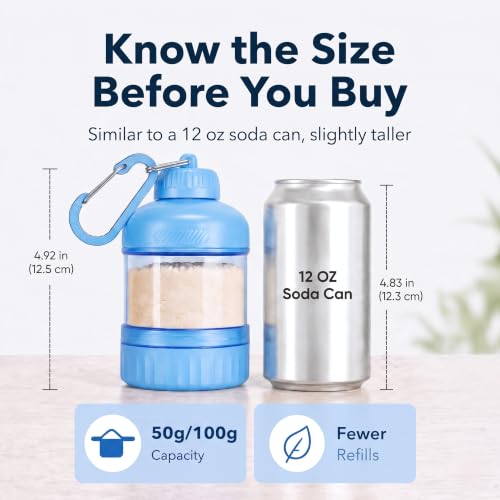 2 Pack Protein Powder Container to Go, 50g/100g Stackable Powder Holder with Keychain, Travel Funnel Bottle for Shaker Bottle, Sky Blue & Sakura Pink - color: Sky Blue & Sakura Pink