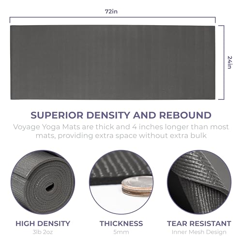 Voyage 5mm Studio Yoga Mats, 6 Pack, 72x24in - color: Charcoal