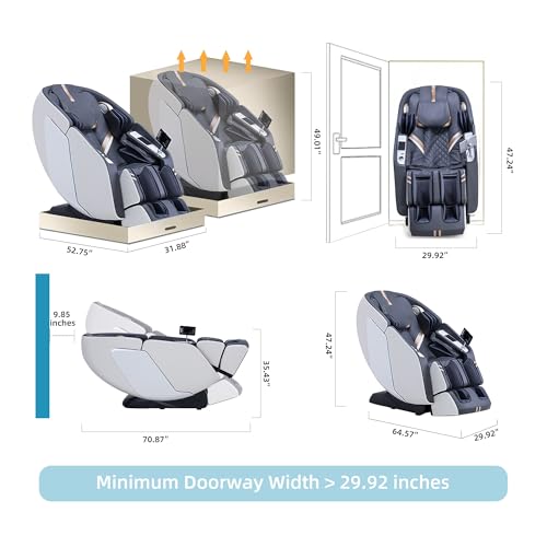 MassaMAX 4D Full Body Massage Chair for Daily Comfort Upgrade-Yoga Stretch, AI Voice Control, 55" SL Track, Zero Gravity, Extendable Footrest, 15 Modes, Foot Rollers, Waist & Calves Heating with Cover - color: Space White