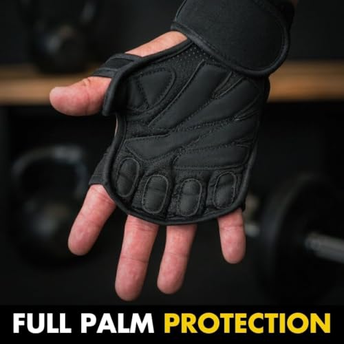 Fit Active Sports New Ventilated Weight Lifting Workout Gloves with Built-in Wrist Wraps for Men and Women - Great for Gym Fitness, Cross Training, Hand Support & Weightlifting. - size: Large