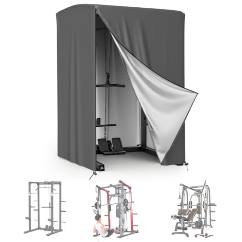 AKEfit Strength Training Cover, Waterproof & Dustproof Gym Rack Cover with Zipper,Fit for Indoor and Outdoor - color: Gray, size: 64''Lx 68''W x82.5''H