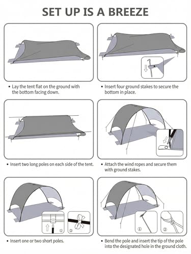 Beach Umbrella with UPF 50+ UV Protection, Portable Beach Tent Canopy with 360° Ventilation, 4 Sandbags, Wind Ropes & Stakes, Storage Pockets for Beach, Travel, Backyard (4)