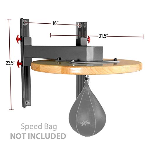 XMARK Adjustable Speed Bag Platform, 24" Wood Drum, Heavy Duty Wall Mount, Pro Swivel, Low Vibration, for Boxing & MMA Home Gym Training