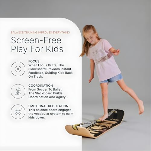 GIBBON SlackBoard, Balance Board Kids & Adults, Slackline Balance Trainer | 1 & 2 Line Options, Slack Board, Core Workout Equipment, Home Gym Training, Standing Desk Exercise, Yoga, Agility, Pilates - color: Astro Plus with Stand