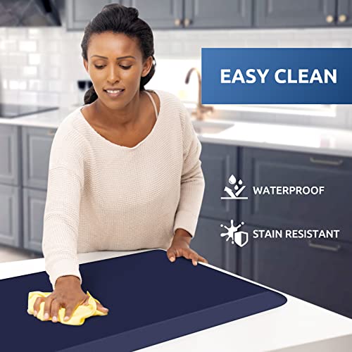 KitchenClouds Kitchen Mat Cushioned Anti Fatigue Kitchen Rug 0.8inch Water Resistant Non Slip Kitchen Rugs and Mats Standing Desk Mat Comfort Floor Mats for Kitchen Sink Office (17.3"x28", Blue) - color: Blue, size: 28"L x 17.3"W x 0.8"Th