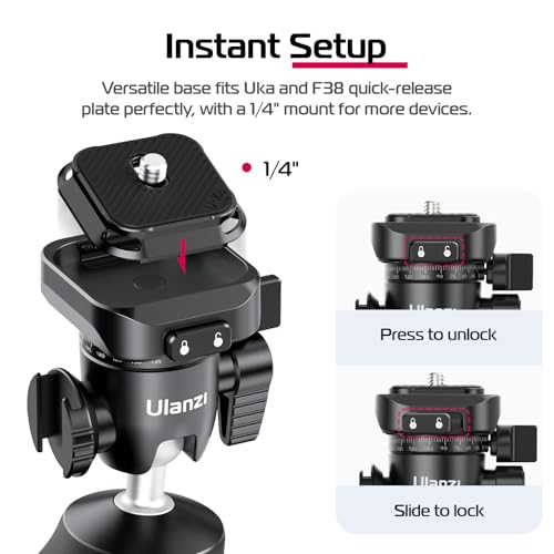 ULANZI TT38 One-Click Opening Vlogging Tripod Uka Quick-Release F38 w Cold Shoe Panoramic Ball Head w Hidden Hook, Camera Tabletop Flexible Travel Tripods for Sony/Canon/Nikon/Fujifilm and More - color: TT38 Tripod