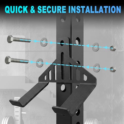 J Bryant Kettlebell Rack Storage Attachment, Heavy Duty Steel Kettlebell Holder for Power Cage & Squat Rack - color: Black Double Kettlebell Holder