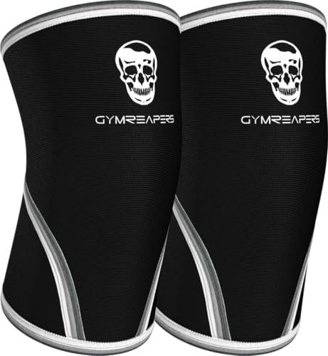 Gymreapers Elbow Sleeves for Weightlifting Powerlifting and Bench Press Support and Compression for Tendonitis Pain Relief 5mm Neoprene Training Gear for Men and Women - color: Black/White, size: XX-Large